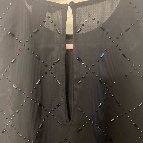 H&M Black Embellish Sleeveless Top Size 4 - Picture 3 of 5